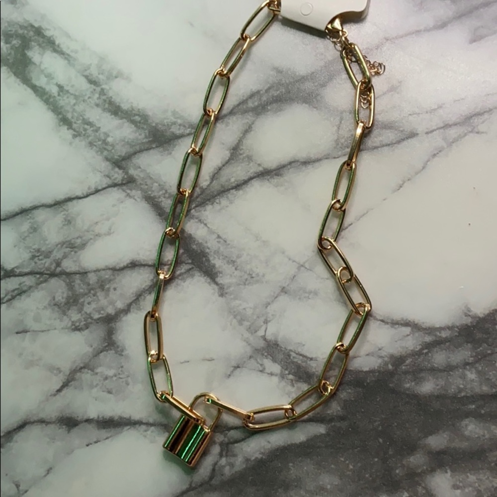 gold lock chain necklace